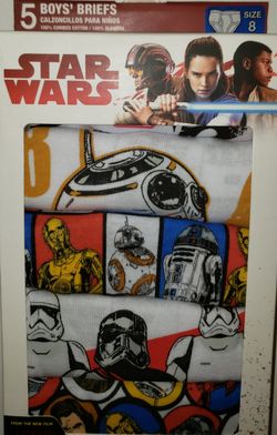 Boys star wars 5 count brief - underwear sz. 8 - stocking stuffers