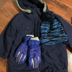 Boys Small Jacket Gloves And Hat