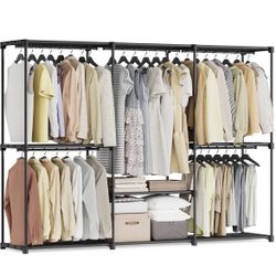 Portable Closet, Freestanding Closet Organizer, Clothes Rack with Shelves, Hanging Rods, Storage Organizer, for Cloakroom, Bedroom, 80.7 x 17.1 x 65.4
