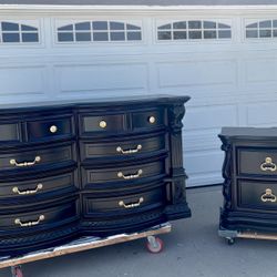 Sold As A Set Black Quality Dresser W Nightstand 