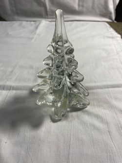 Clear Glass Christmas Tree Figurine