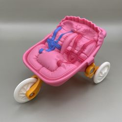 Fisher Price Loving Family Twin Time Dollhouse Pink Jogger Twin Baby Doll Pram Folding Stroller