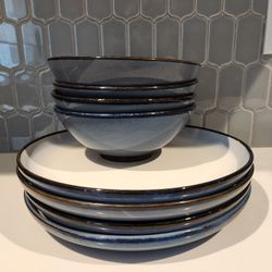 Sango Eggplant Stoneware Plates And Bowls