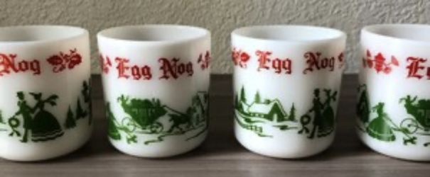 Vintage White Glass Eggnog Cups