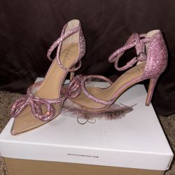 Glamorous Pink Rhinestone Stiletto Heels – Size 6M – Eye-Catching Sparkle!