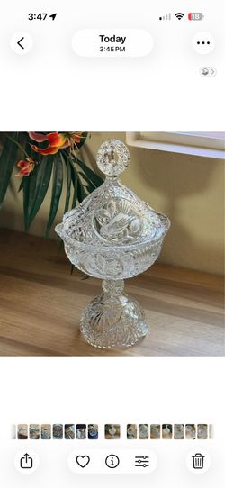 Vintage Hofbauer Byrdes German Crystal Compote/Candy Dish w/ Matching Lid