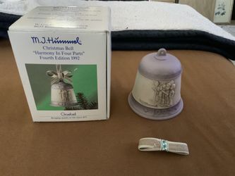 NEW M.J. HUMMEL CHRISTMAS BELL 1992 HARMONY IN FOUR PARTS FOURTH EDITION IN ORIGINAL BOX ( SIZE 3.5 IN TALL X 3 IN WIDE)