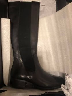 Black Leather Knee High Boots