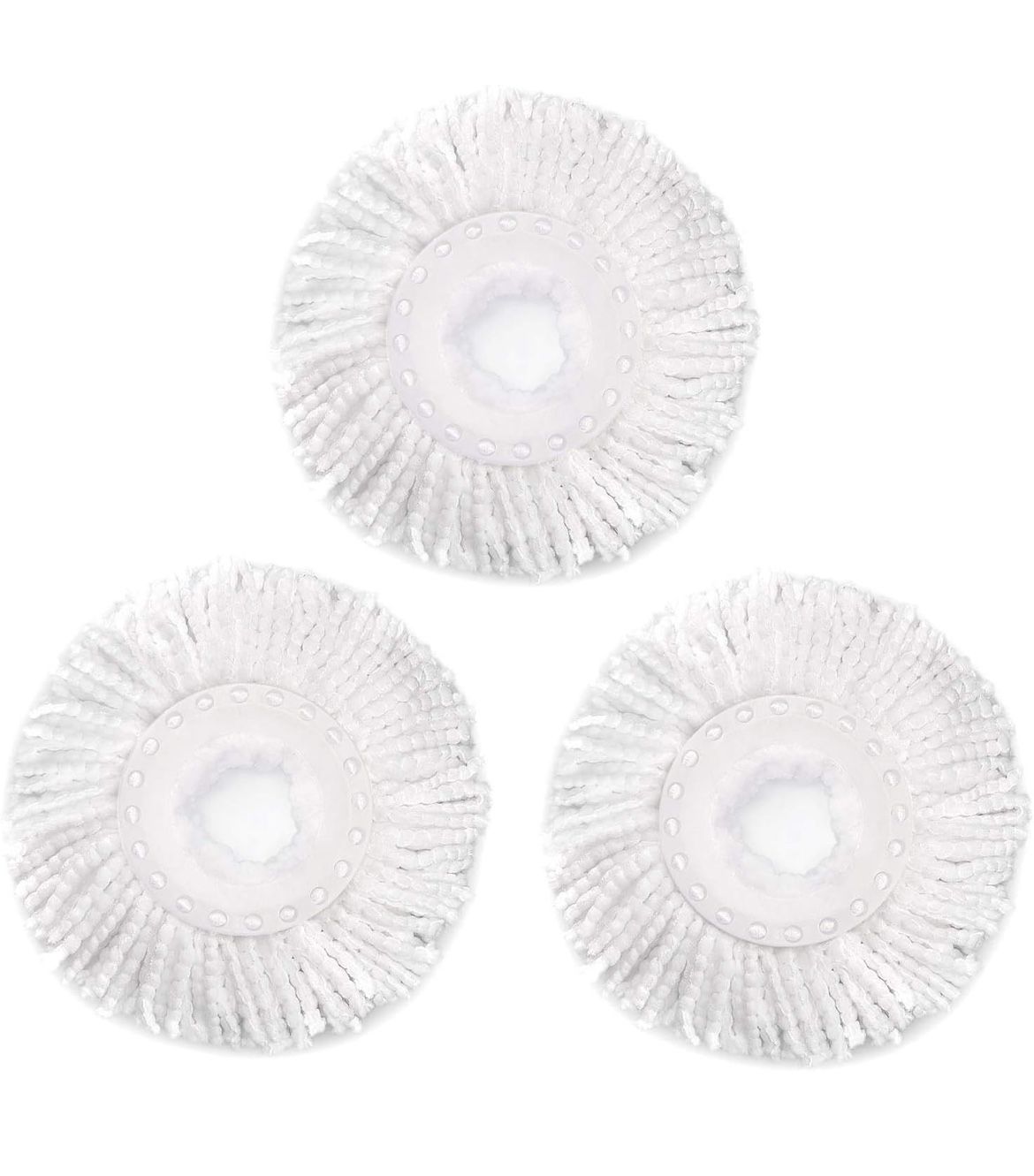 3 Pack Spin Mop Replacement Head for Hurrica, Mopnad, Cassabel and Other 360 Spin Mop Systems, Microfiber Spin Mop Refills (3pc-White)