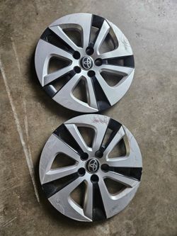 15" Black + Silver Hubcap Set of 2 Wheel Covers For 2016-2022 Toyota Prius