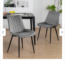 Upholstered Velvet Dining Chair Set of 2. Grey