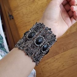 NEW Wide Cuff Bracelet In Black