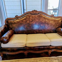 Ethan Allen Custom Leather Sofa