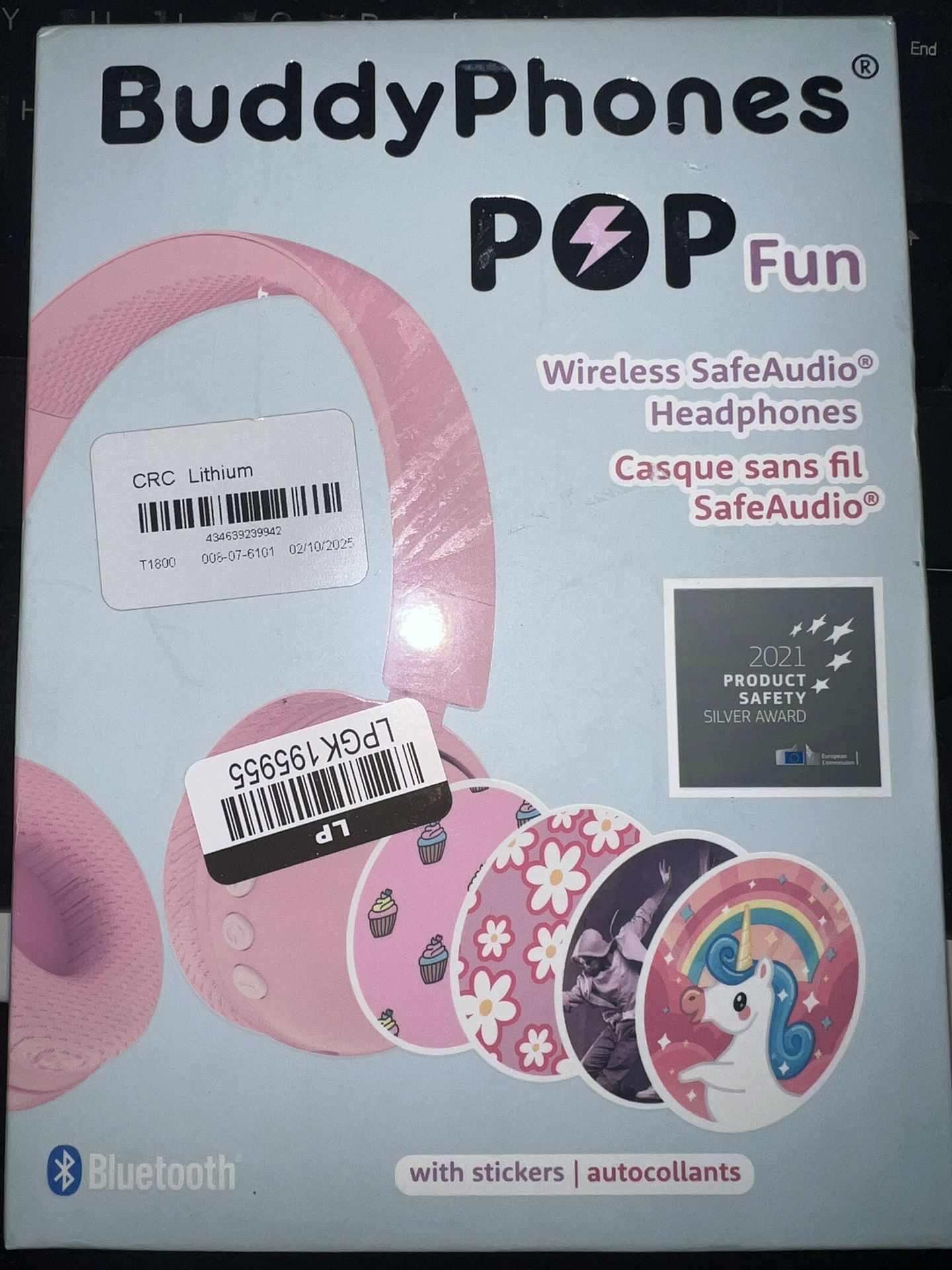 BuddyPhones POP Fun, Foldable Bluetooth Kids Headphones with Microphone, SafeAudio Volume Limiting 85/94dB,Works Wired or Wireless, for iPhone/iPad/Ta