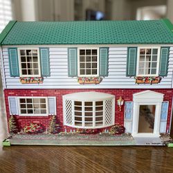 Vintage 1960s Metal Two Story Doll House