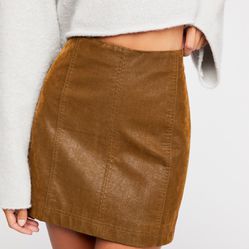 Free People Brown Leather Skirt