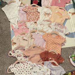 24 Piece 3-6 Month Baby Girl Onesies + 8 Pants 