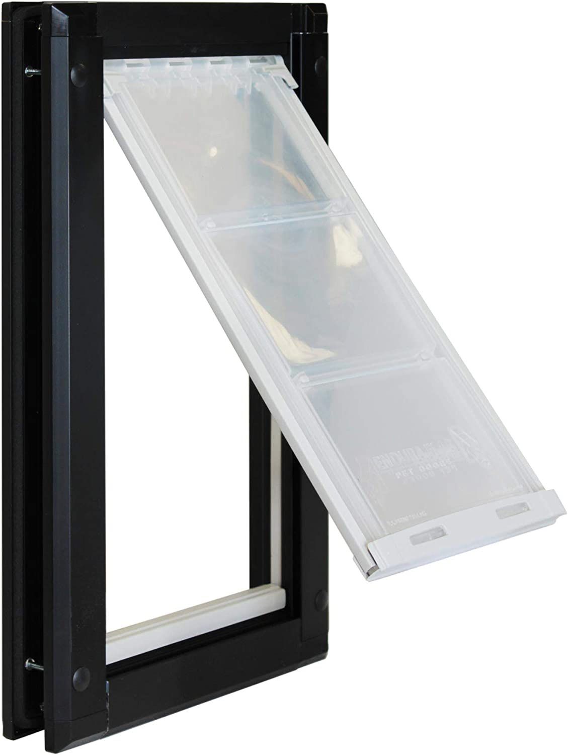 Endura Flap Pet Door for Doors Single Flap in Black | Extra Insulated & Cold Weather Dog Door | Aluminum Pet Door | Indoor or Outdoor | Easy to Instal