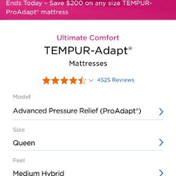 Brand New Still In A Box Tempurpedic Mattress (Queen)