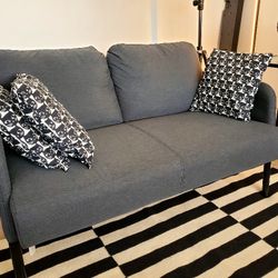 Dark Gray Love Seat / Sofa w 3 New pillows 