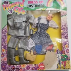 WIZARD OF OZ Dress Up Costumes 1988 BARBIE DOLL OUTFITS Tinman Dorothy 50th VTG
