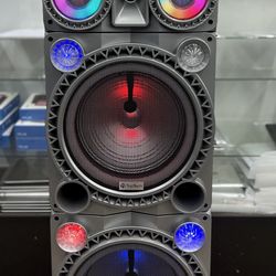 Dual 10” Rechargeable Party Speaker with Disco lights