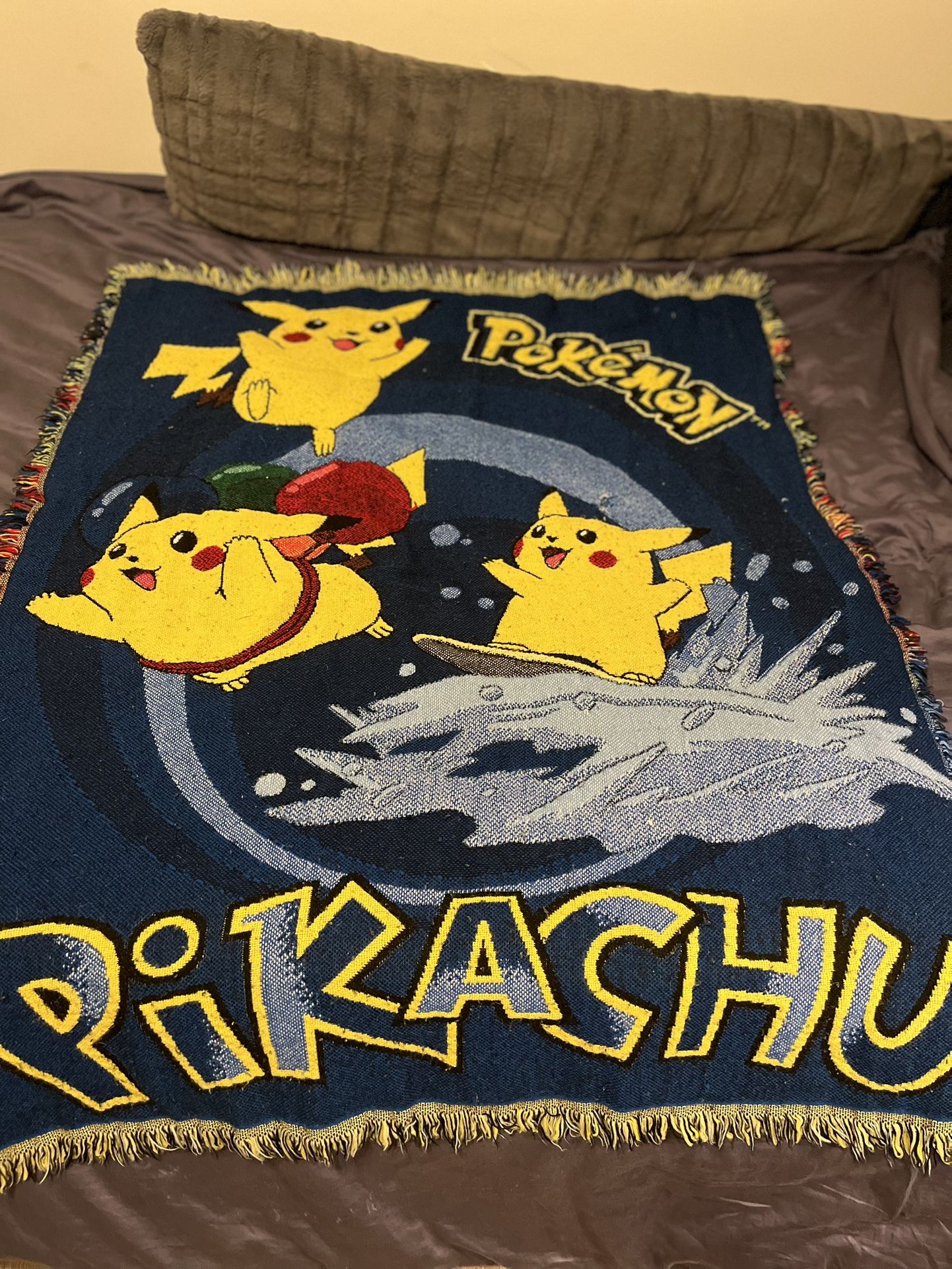Pokémon, Pokemon, Pikachu, Blanket, Quilt, Vintage, Vintage Pokemon, Nintendo