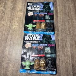 2 STAR WARS 1995 Vintage Topps Candy Containers + Rare Trading Cards! Brand New!