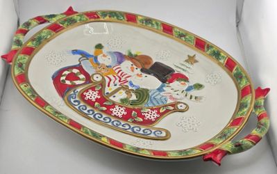 2005 Fitz and Floyd Christmas Snowman Platter - Item #619/135