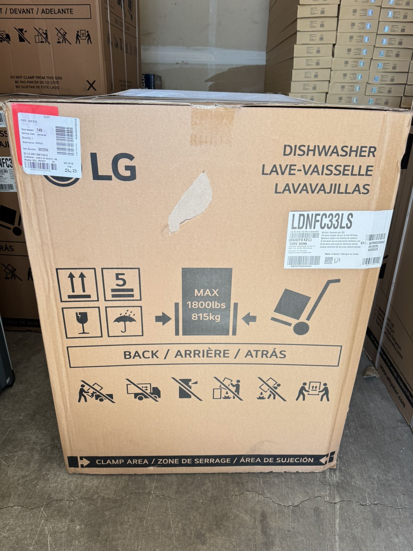 “NEW” LG FlushFit 24-in Front Control Built-in Dishwasher With Third Rack