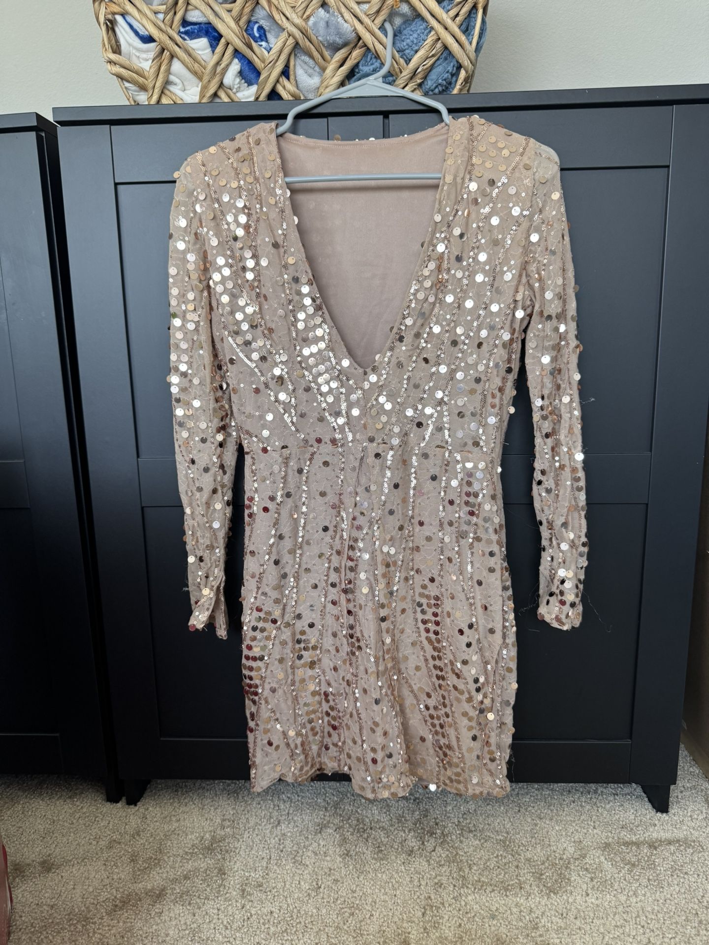 Sequin Dress With Split Sleeves