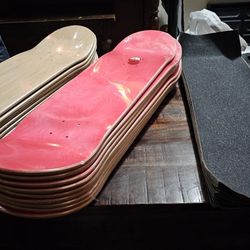 18 Blank Skateboard Decks. Size 8.5, 30 Grip Tapes All New Canadian Maple