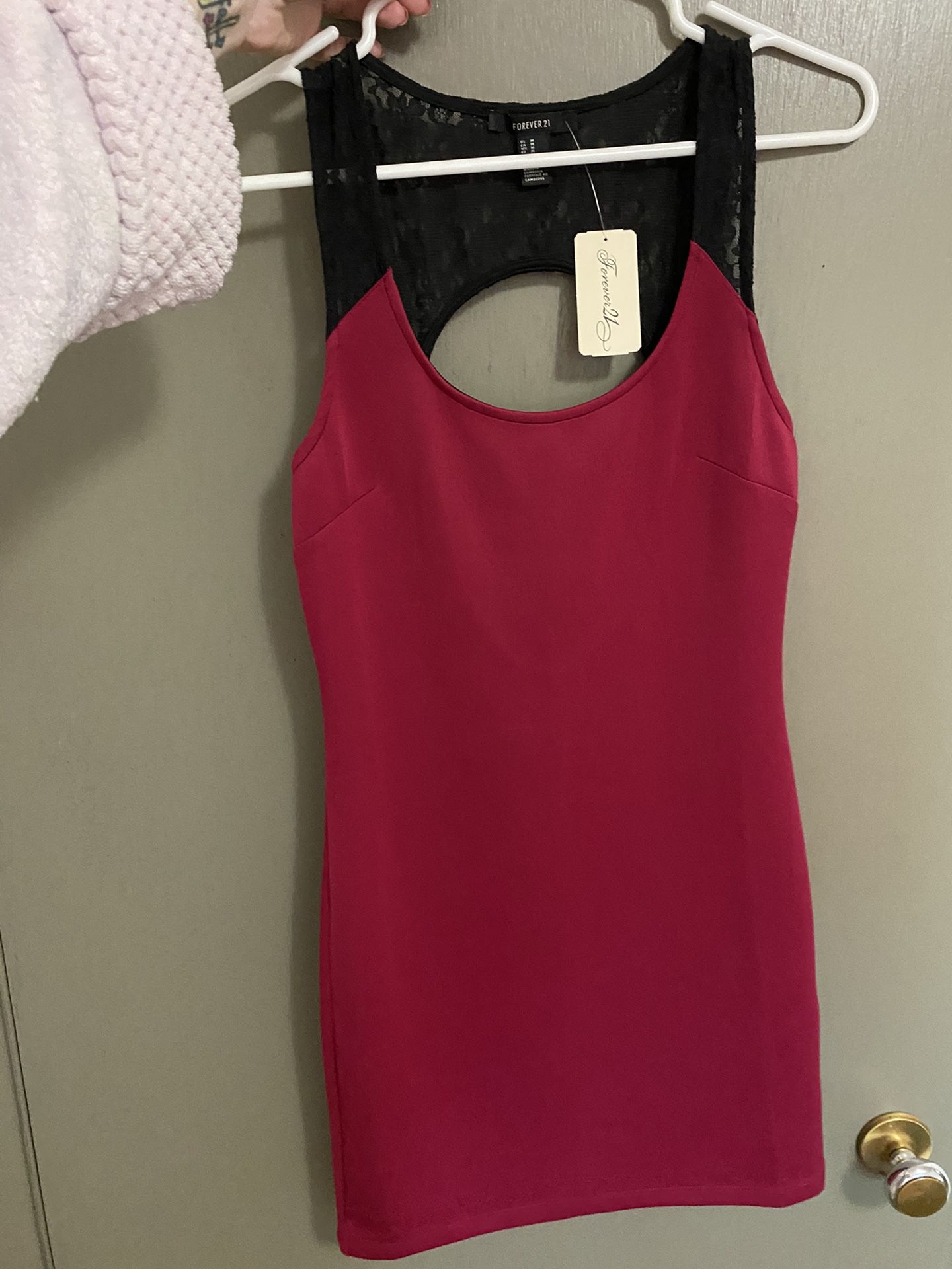 Maroon and black lace dress