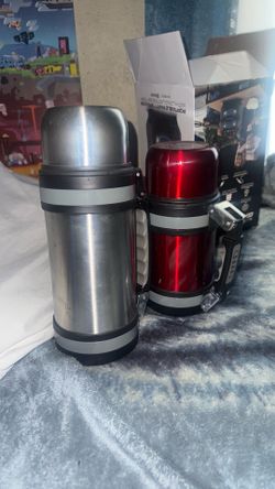 Two Thermos Gray and Red