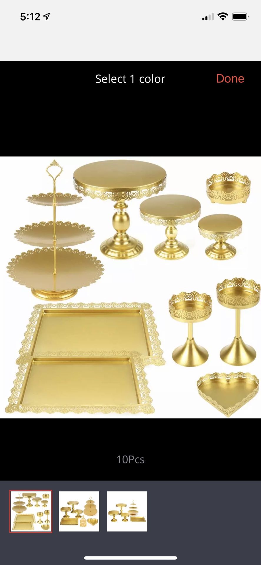 10 pieces Set Gold  Cake Stand