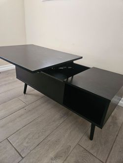 Black Coffee Table with Storage and Lift Top