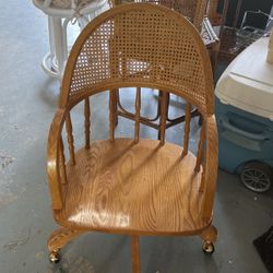 Wooden Bankers Chair With Cane Back