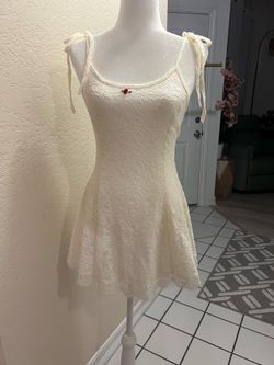 Ivory Lace Tie Strap Mini Dress – Boutique Style