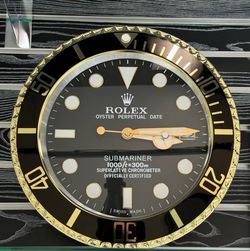 SUBMARINER Wall Clock | Yellow Gold Bezel Insert | Black & Gray Dial