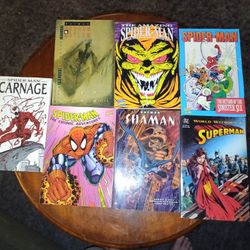 COMIC BOOKS

-COMIC BOOK "BOOKS" 
-FEW ARE IN GREAT CONDITION BUT OTHERS ARE OK
-ASKING JUST 115 FOR ALL OF THEM TOGETHER IT BEST OFFER