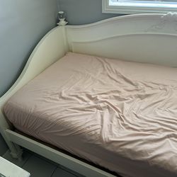 White Twin Bed with mattress