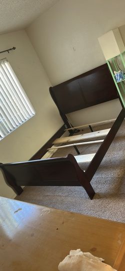 Dark Wood Sleigh Bed Frame