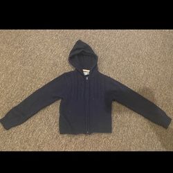 Eddie Bauer M 5/6 school uniform navy hooded sweater zip jacket long sleeve 