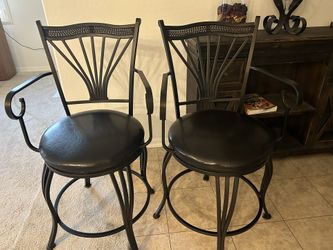 Set Of 2  Iron barstool Swivel Chairs 