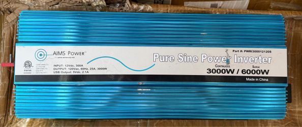 AIMS Power 3000W Pure Sine Wave Inverter 12V DC to 120V AC – 6000W Surge