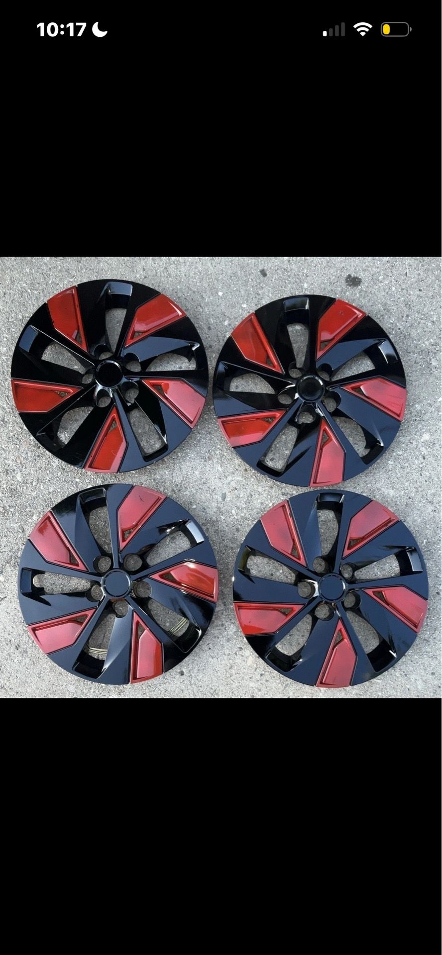 WINJET WJ-5101-16” Red Black Hubcaps Wheel Covers Set of 4 New Light Scratches