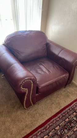 Burgundy leather armchair