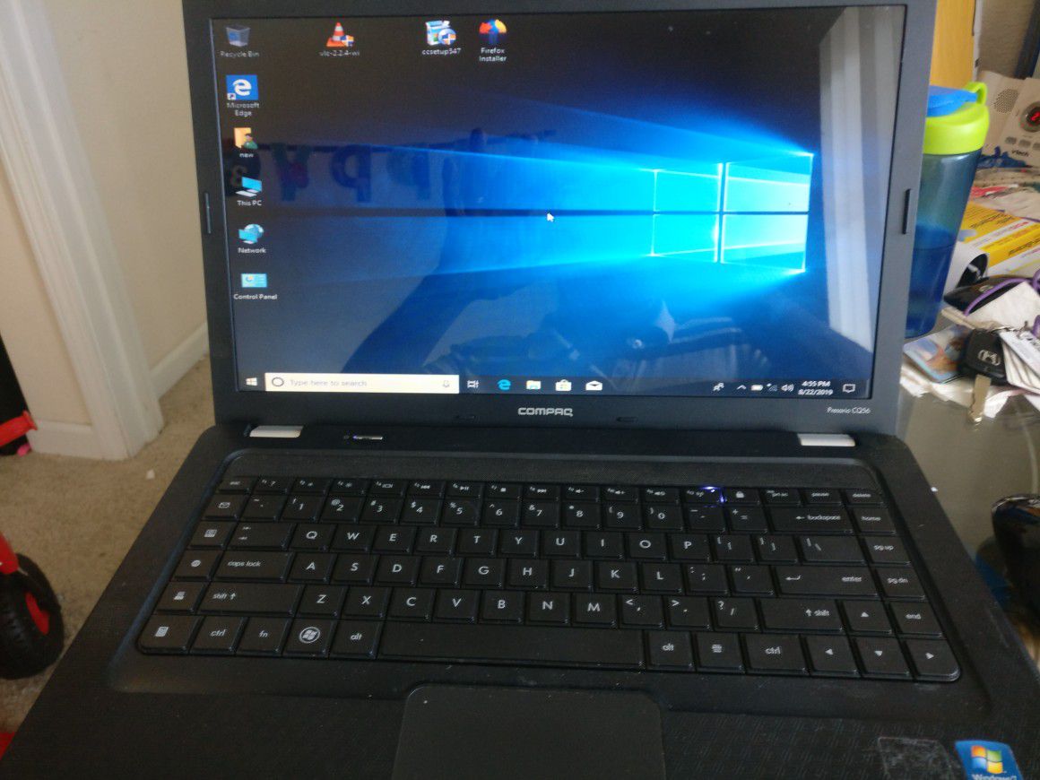Compaq Presario 15.6 inch laptop with Intel Celeron processor, 4gb ram and 500gb hard drive. Comes with charger. Has windows 10and Ms office on it..