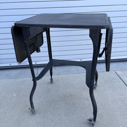 Vintage Industrial Rolling Table / Machine Stand – Folding Wings – Metal