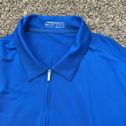 Nike Golf Fit Dry Long Sleeve 1/4 Zip Polo Blue Mens Size XXL